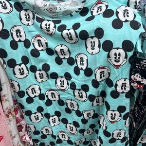 Disney Aqua and Black Mickey Mouse Print Top